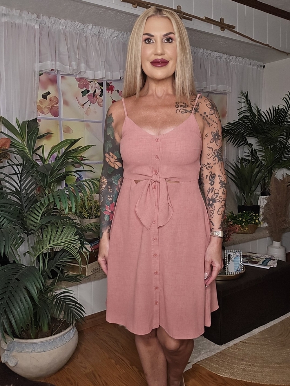 Spaghetti Strap Button-Down Dress